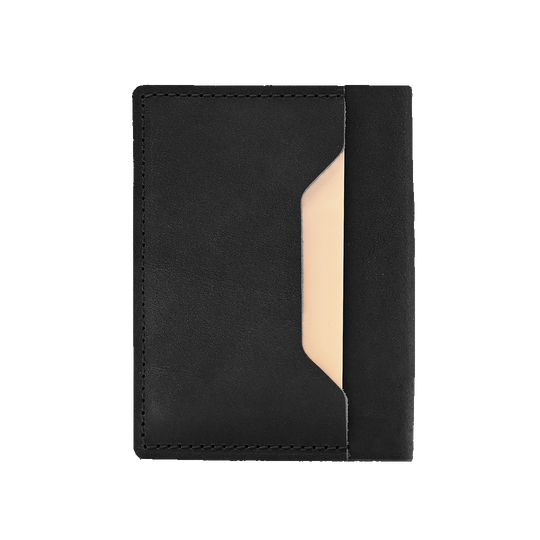 Stitched Leather Bifold Wallet - Black Leather - Back