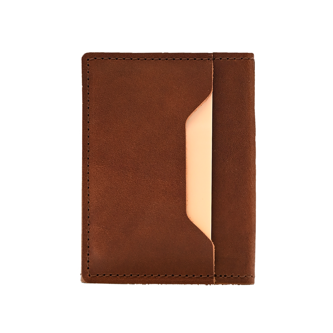 Stitched Bifold Wallet - Brown Leather - Closed - Back
