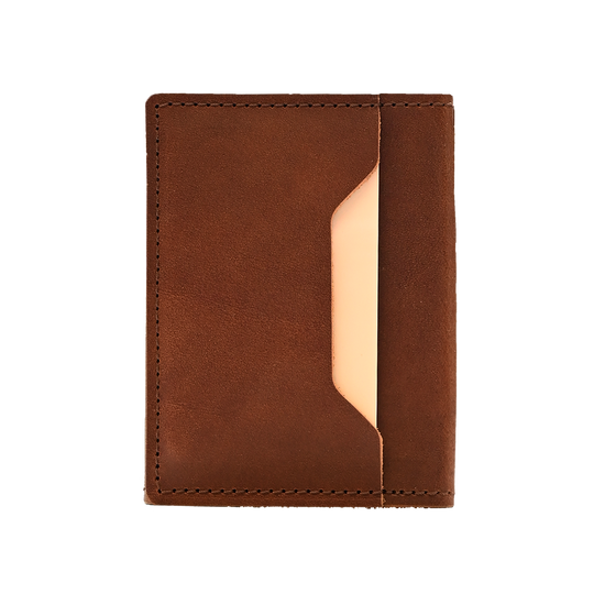 Stitched Bifold Wallet - Brown Leather - Closed - Back