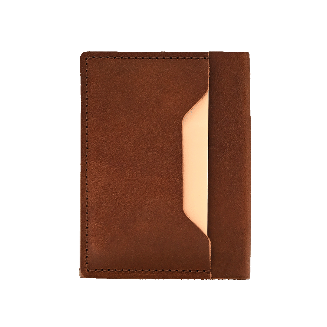 Stitched Leather Bifold Wallet - Brown Leather - Back