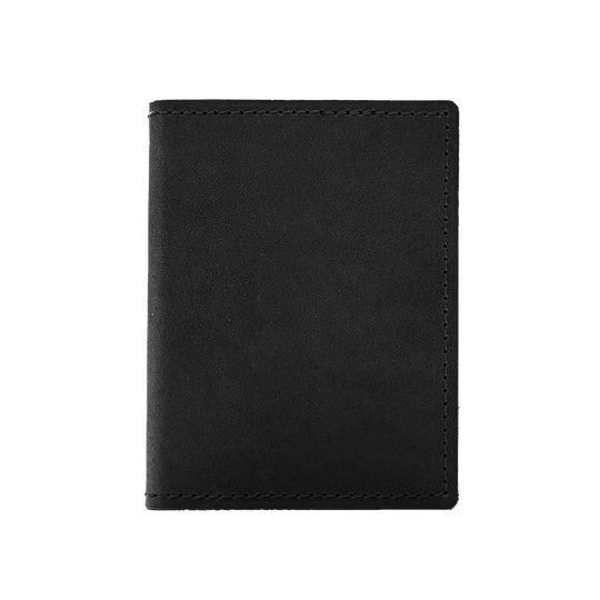 Stitched Bifold Wallet - Black Leather - Closed - Front