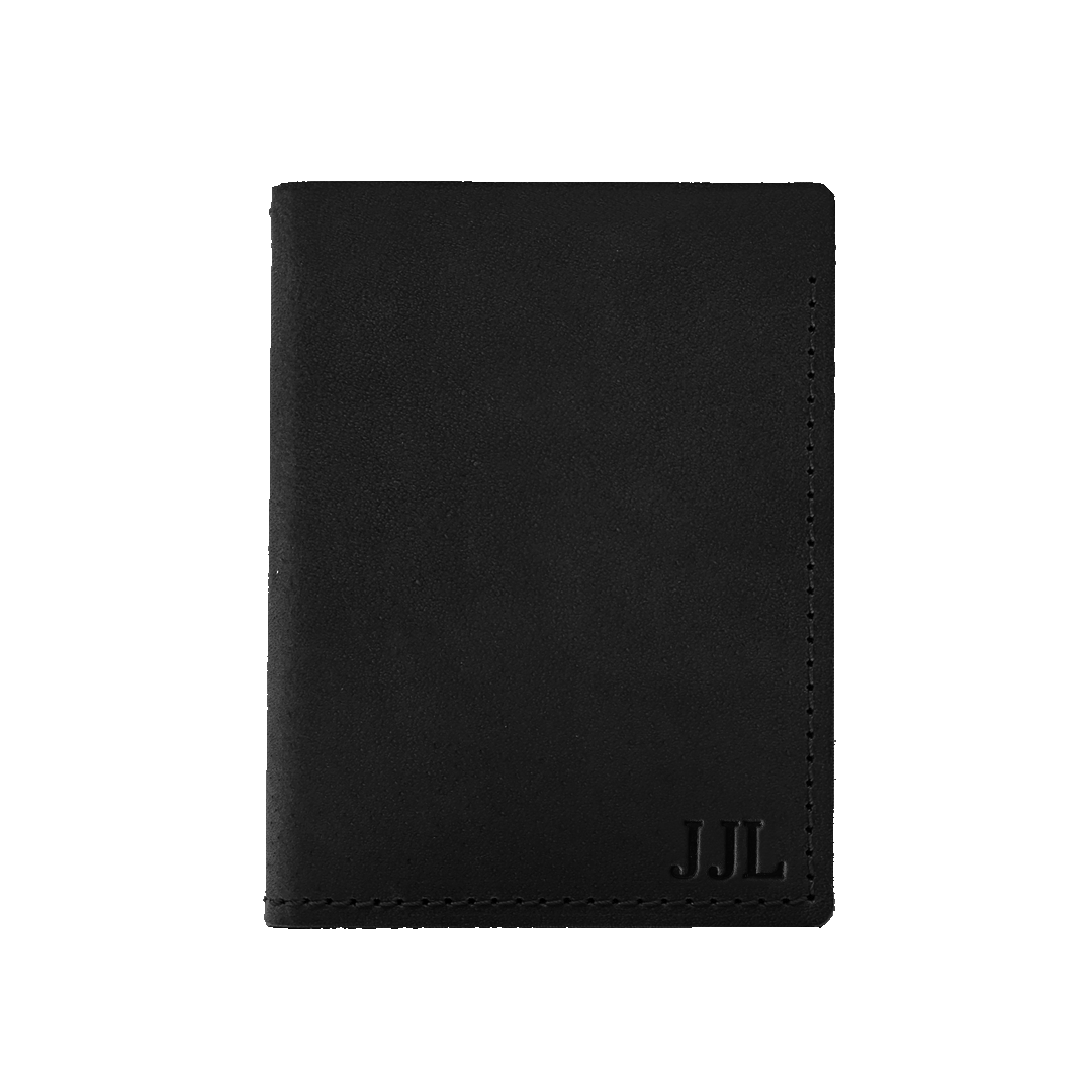 Bifold Wallet - Black leather - Personalized