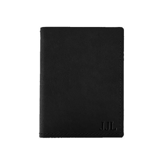 Bifold Wallet - Black leather - Personalized