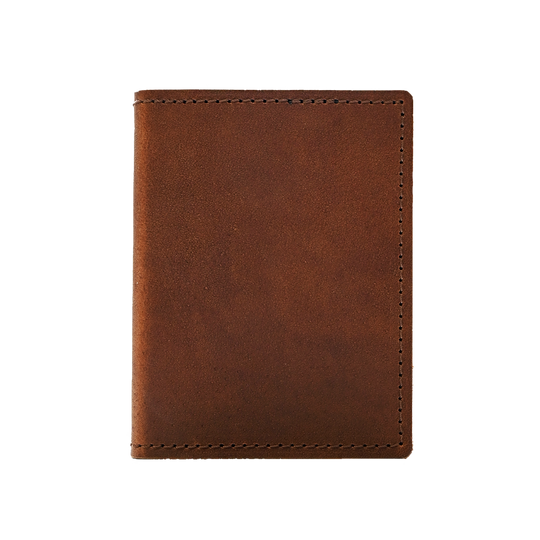 Stitched Bifold Wallet - Brown Leather - Closed - Front
