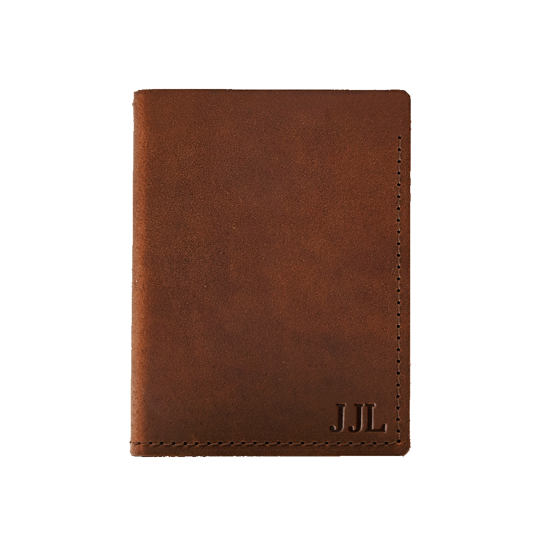 Bifold Wallet - Brown leather - Personalized