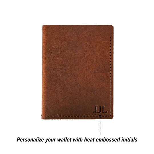 Brown Stitched Bifold Wallet Monogrammed