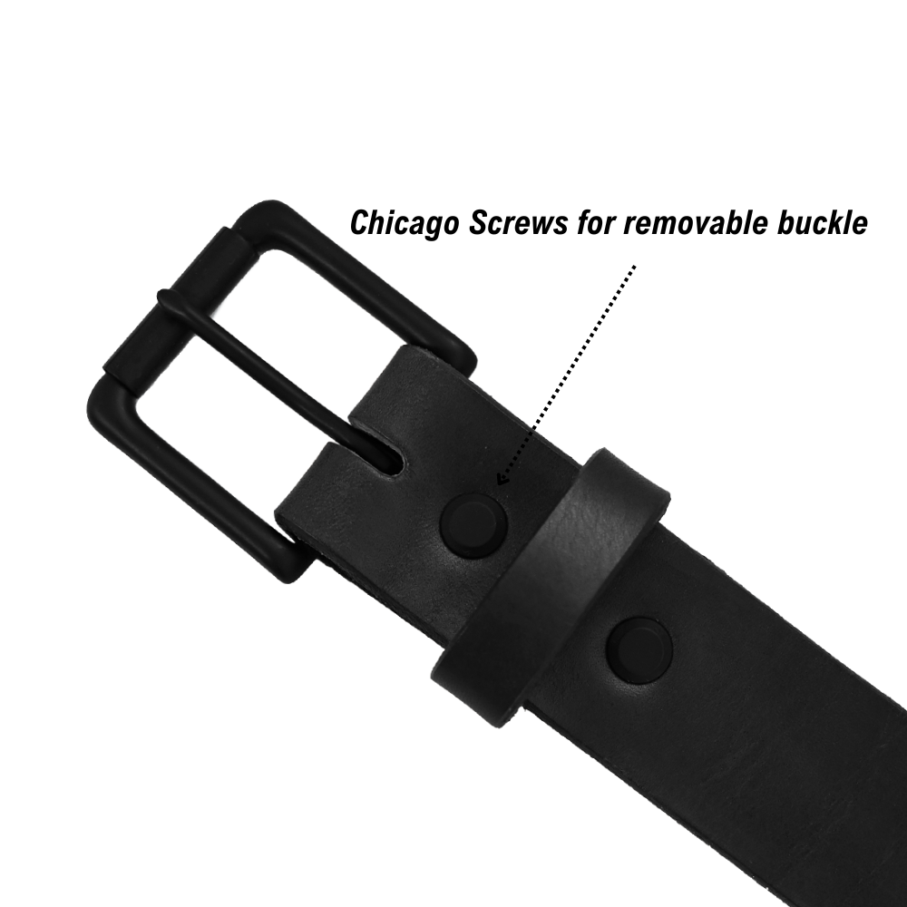 EDC Belt - Chicago Screws - Black Leather