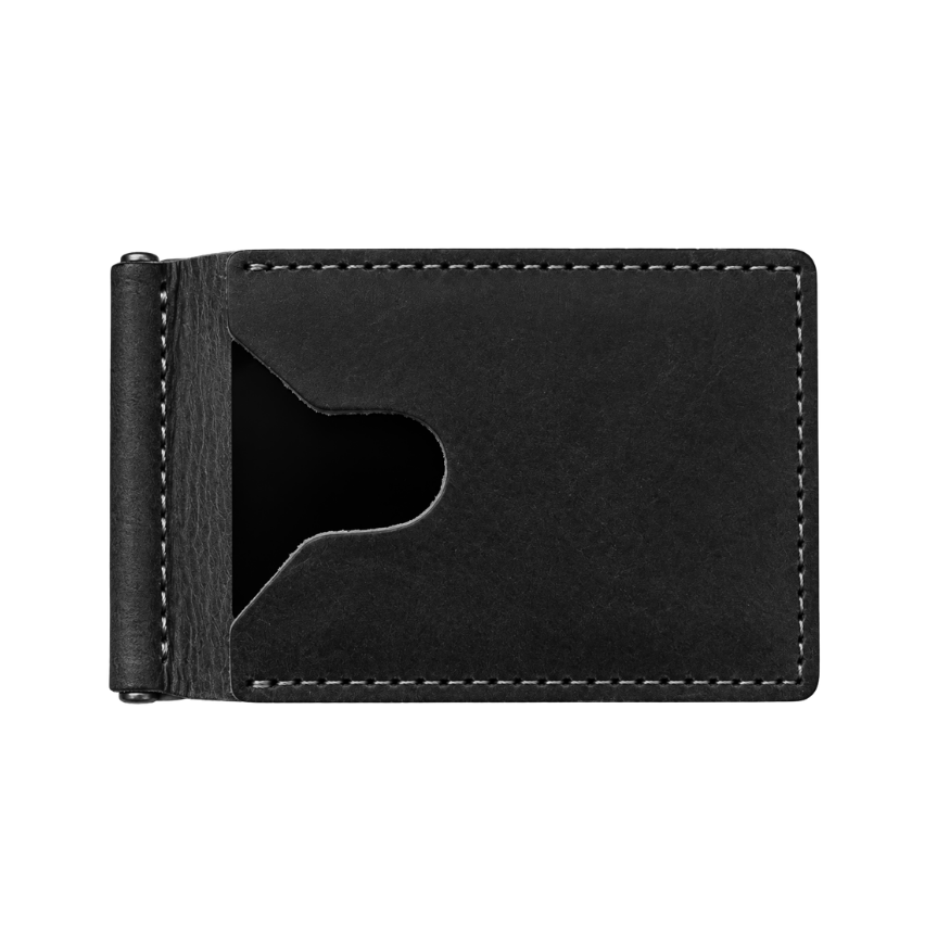 Black Bar Clip Wallet - closed card