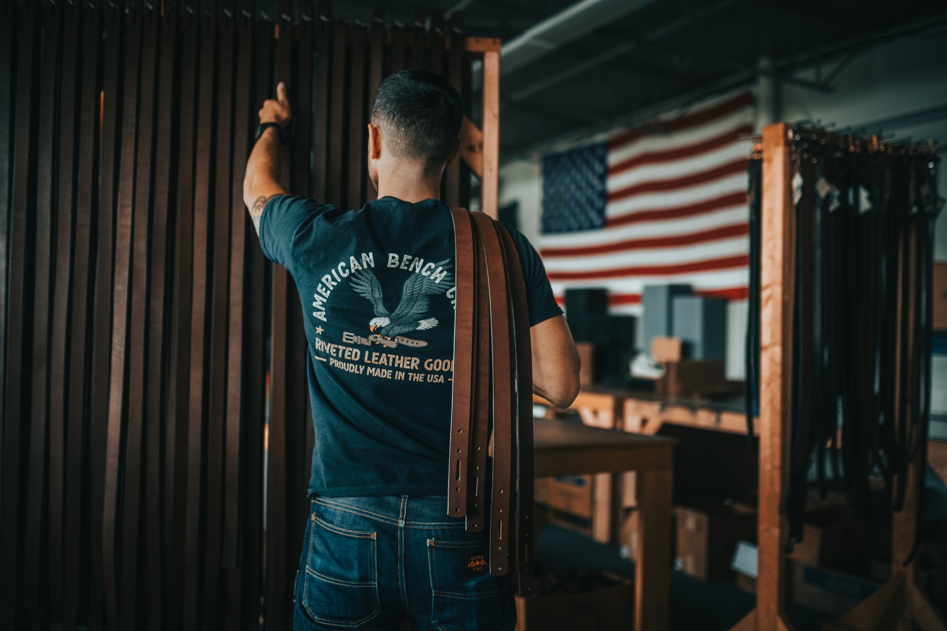 Leather Belts - American Flag Slider