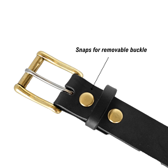 removable snaps for working man's belt - brass/black
