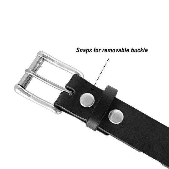removable snaps for working man's belt - nickel/black
