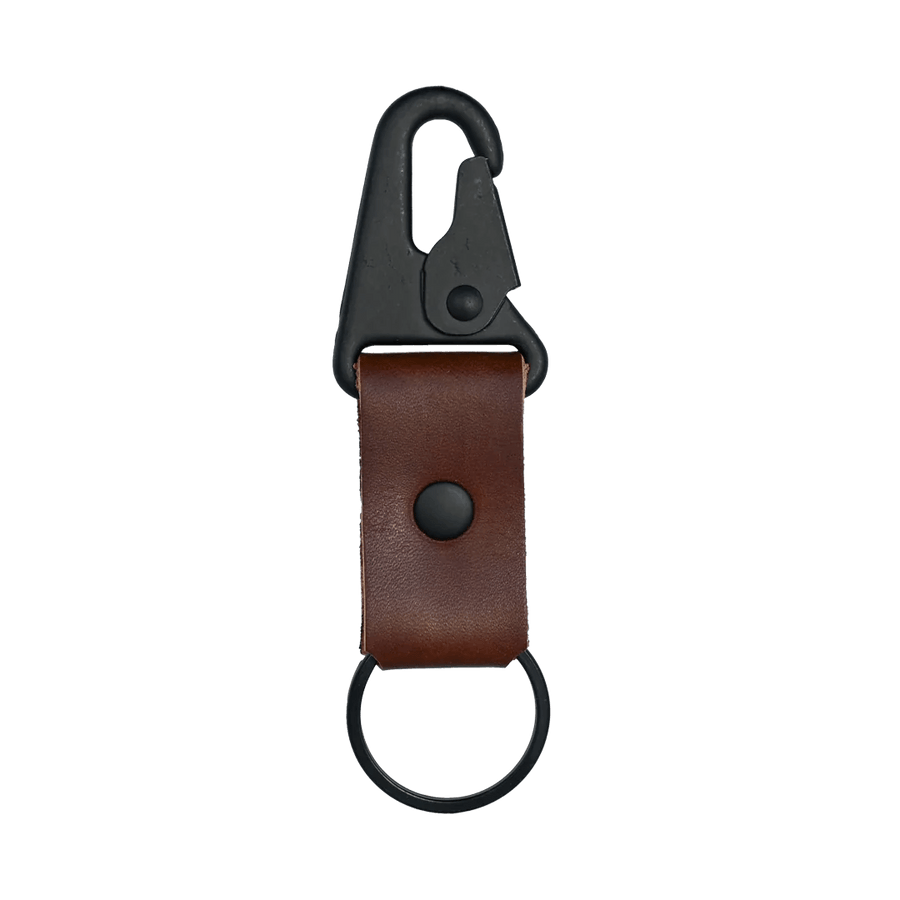 Black Leather Key Holder / Belt Loop with Solid Brass Hardware and Snap