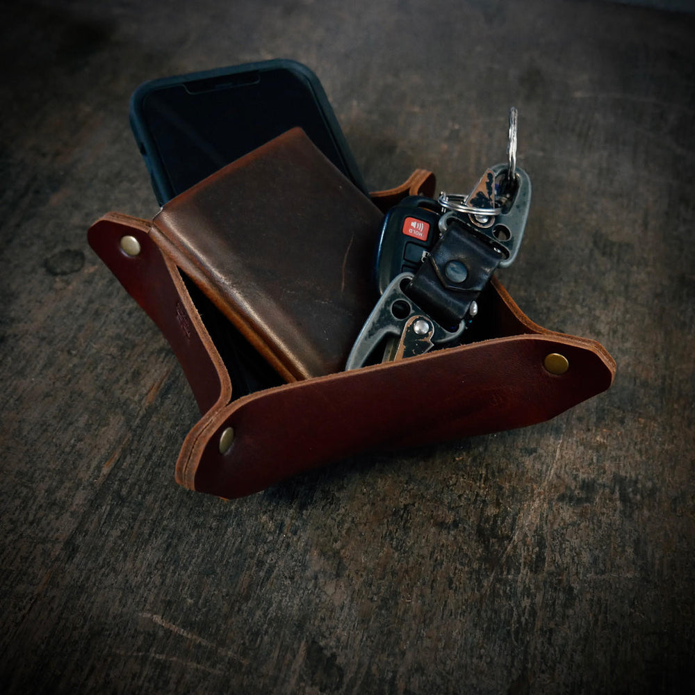 Leather Valet Tray - Cattle Brand